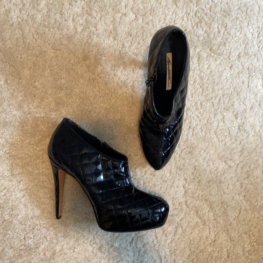 Brian Atwood Quilted Patent Leather Booties